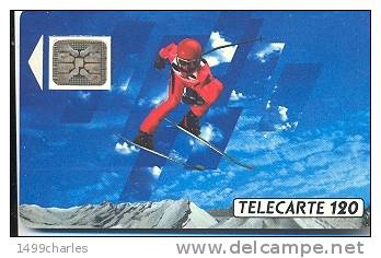 F 133A  SKIEUR  120u  Puce SC4 An Trou De 7 De 12/90 TRES RARE  COTE 130 Euros!!!!! - 1990