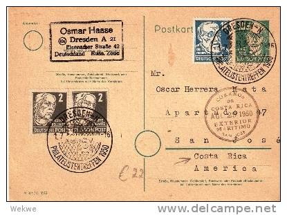 DDR149 / Dresden Sammlertreffen 1950 GA Mit Zusatzmarken - Postkarten - Gebraucht