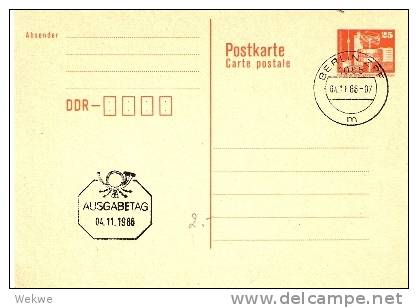 DDR157 / GA-Alexanderplatz 25 Pfg,Ausgabetag 4.11.86 - Cartes Postales - Oblitérées