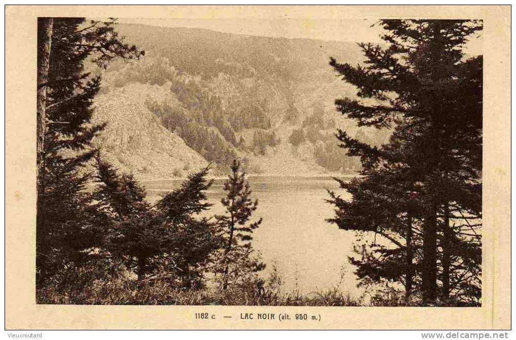 CPA . LAC NOIR. TAMPON AU DOS RESTAURANT L. GERARD.LAC NOIR.ORBEY HAUT RHIN. - Orbey