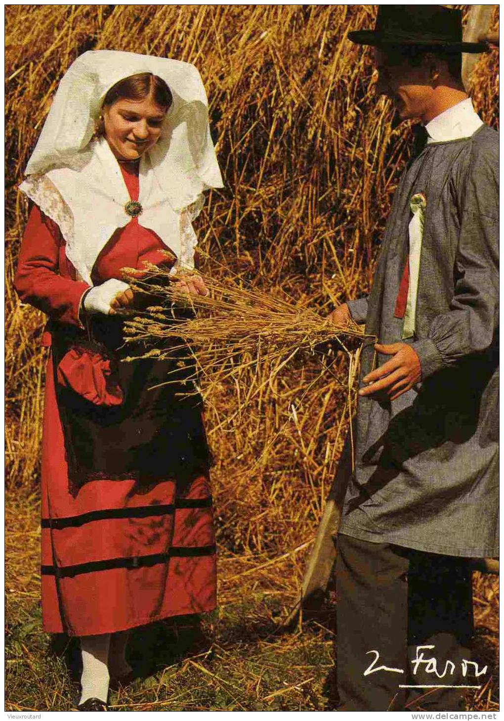 CPSM.GROUPE LIMOUSINS FOLKLORIQUE D´ISLE."LES ESPOIRS D´ISLE".AYANT SERVI A UN CIBISTE NUMEROTE PAR LUI AU DOS. - CB-Funk