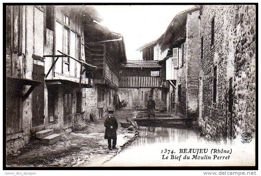 69 Rhône BEAUJEU, 1374, Le Bief Du Moulin Perret, Animée, écrite En 1925, Bon état - Beaujeu