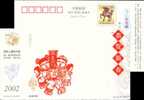 Chinese New Year , Cartoon, Paper-cut  Postal Stationery,  Pre-stamped Postcard - Chines. Neujahr