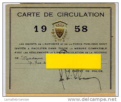 CARTE DE CIRCULATION DE LA VILLE DE PARIS DE 1958 - Non Classés