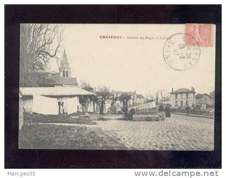 21458 Chatenay Entrée Du Pays Le Lavoir  D´édit. Animée  Laveuse Belle Carte - Chatenay Malabry