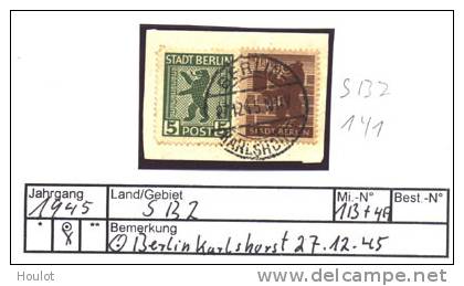 SBZ Mi. N° 1B+4A Briefstück Mit Stempel Berlin Karlshorst 27.12.45, Michelwert  Der 1B Von 2002 = 120 Euro - Berlijn & Brandenburg