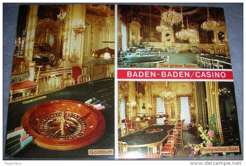Casino,Gambling,Roulette, Baden-Baden,Multipicture, Postcard - Casinos