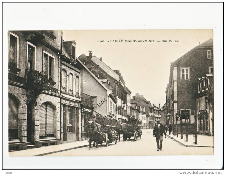 CPA---68-----SAINTE-MARIE -aux-MINES-----RUE  WILSON----ATTELAGE----BOI S - Sainte-Marie-aux-Mines