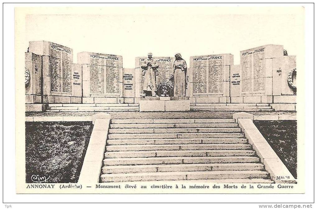 ANNONAY  Le Monument élevé Au Cimetière à La Mémoire Des Morts De La Grande Guerre - Annonay