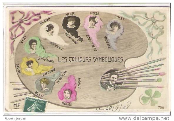 Les Couleurs Symboliques  * Belle CPA De 1908. §§ - Philosophie