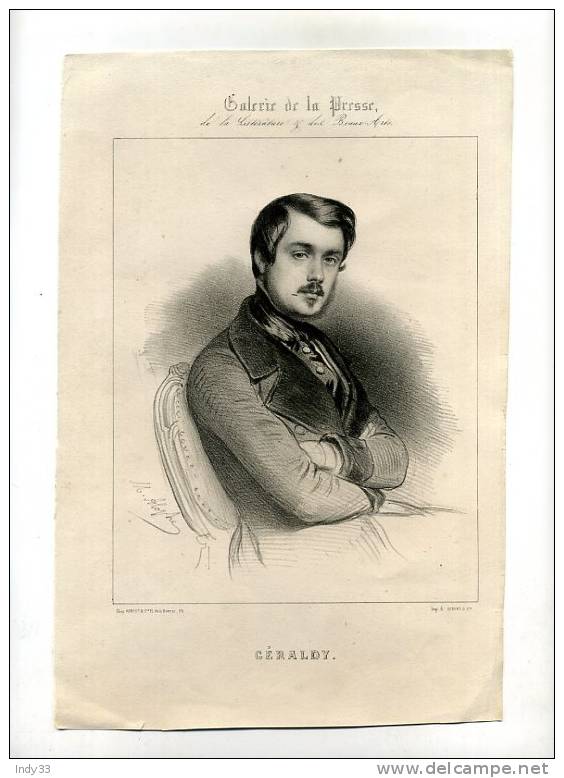 - PORTRAIT DE GERALDY . LITHO DU XIXe S. - Lithographies