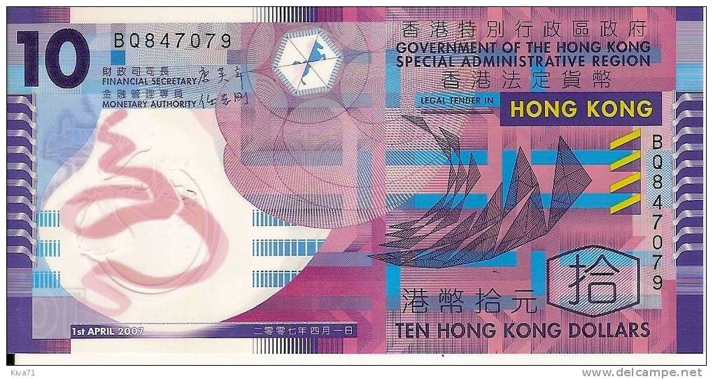 *nouveaux* 10 Dollars   "HONG KONG" 1er Avril 2007  Polymer  UNC  Ro34 - Hongkong