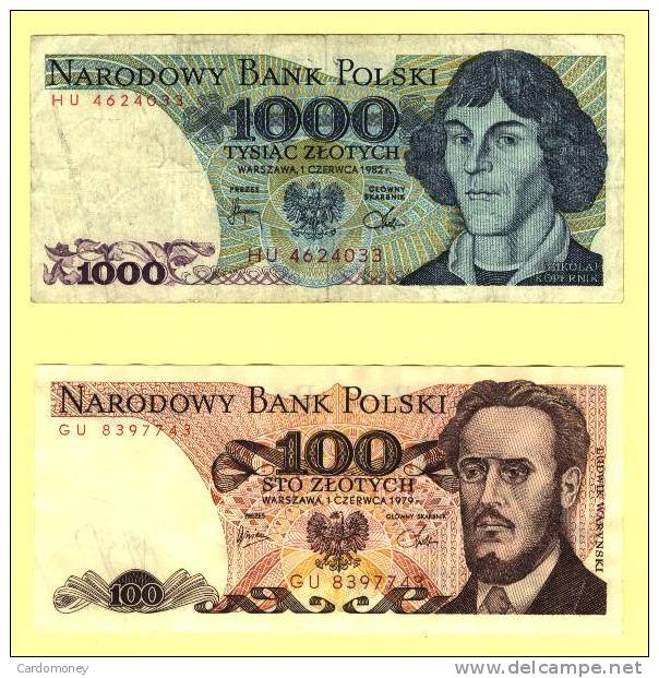 POLOGNE 100 Et 1000 Zlotych POLAND - Pologne