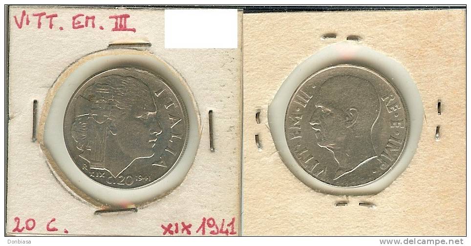 Vittorio Emanuele III, 20 Cent. 1941 XIX (Impero) - 1900-1946 : Victor Emmanuel III & Umberto II