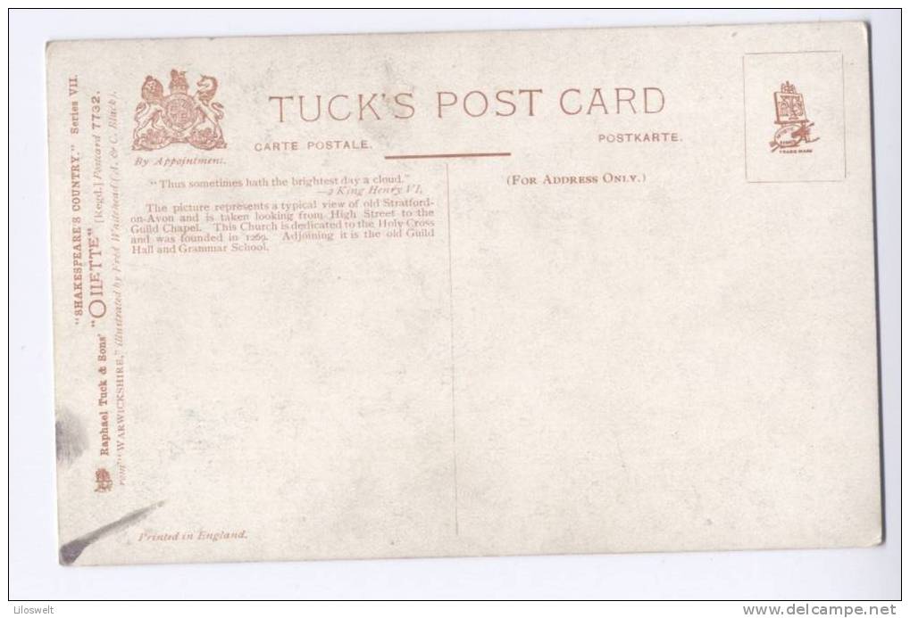 Shakespeare´s Country Serie VII Stratford-on-Avon Tuck OILETTE Postcard No. 7732 - Tuck, Raphael