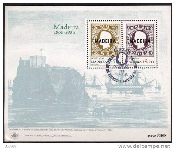 PORTUGAL MADERE MADEIRA Bloc-feuillet 1 FDC Premier Jour Cachet Du 2 Janvier 1980 - Madère