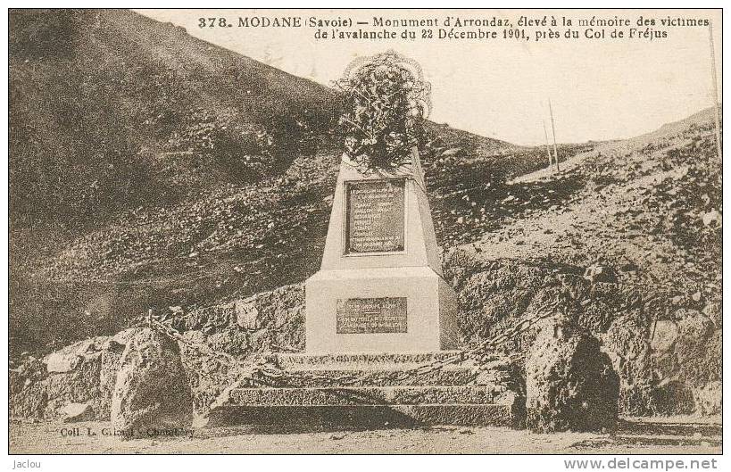 MODANE MONUMENT D´ARRONDAZ ELEVE A LA MEMOIRE DES VICTIMES DE L´AVALANCHE 22/12/1901 REF 2661 - Disasters