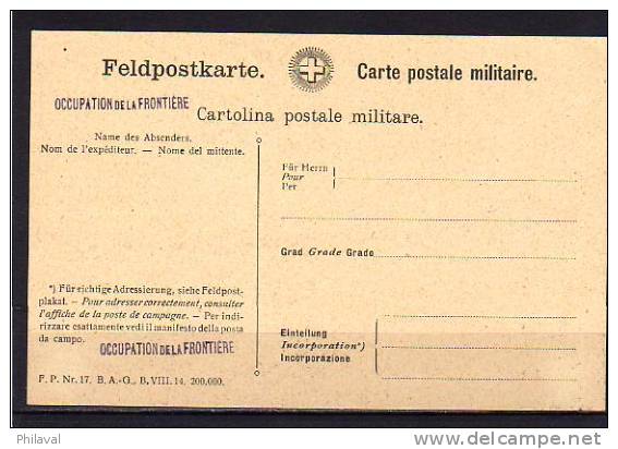 Carte Postale Militaire: Occupation De La Frontière, Neuve - Documents