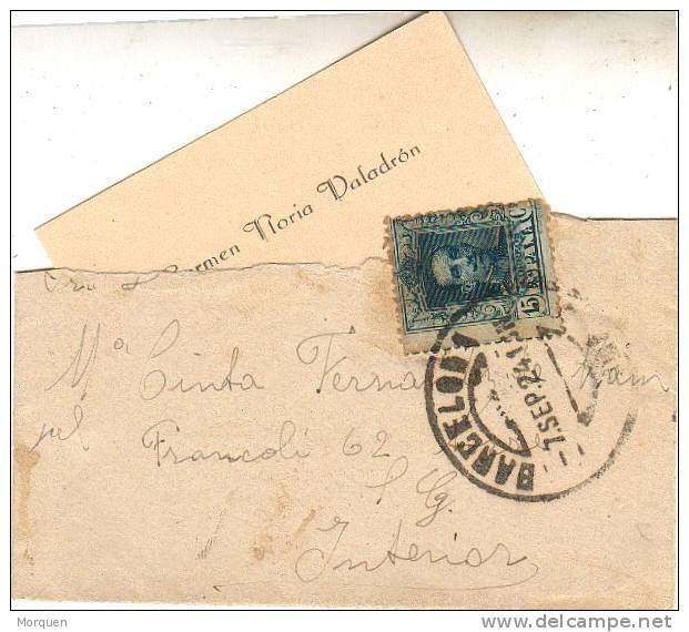Carta Correo INTERIOR Tarjeta Visita BARCELONA 1924 - Briefe U. Dokumente