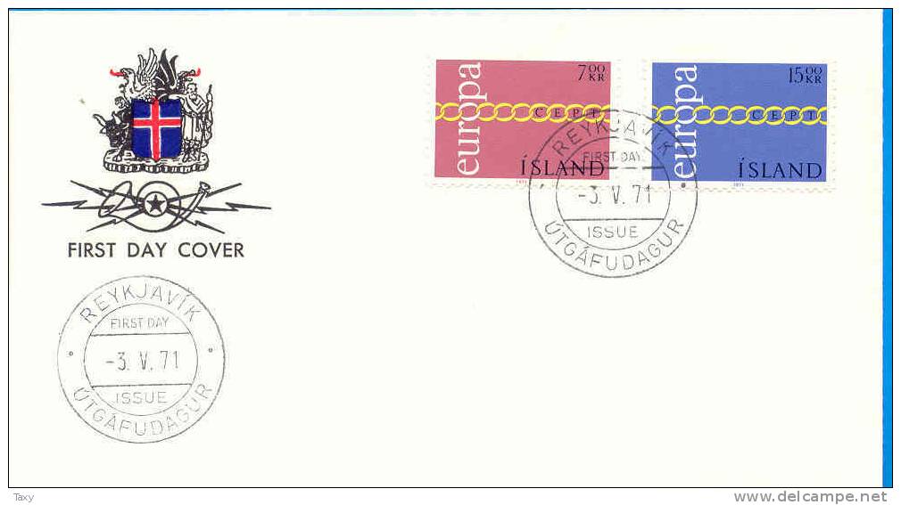 FDC Europa 1971 Islande Y&T 404-05 - 1971