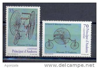 SERIE 2 TIMBRES NOUVEAUX L' ANDORRE 1999 BICYCLETTES - TRICYCLETES MUSÉE D'ANDORRE SALVO - RUDGE . REGNE UNIT - Ciclismo