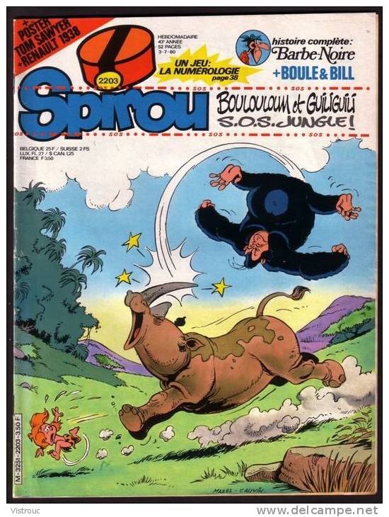 SPIROU N° 2203 - Année 1980 - Couverture "BOULOULOUM Et GUILIGUILI" DE MAZEL Et CAUVIN.. - Spirou Magazine