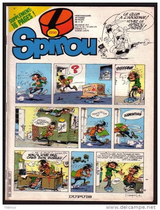 SPIROU N° 2250 - Année 1981 - Couverture "GASTON LAGAFFE" De FRANQUIN. - Spirou Magazine