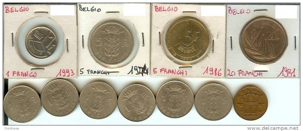 Belgio: Lotto 11 Monete Differenti - Collections