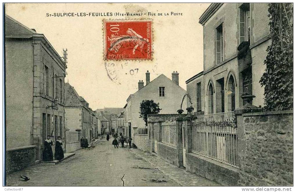 87 - HAUTE VIENNE - St SULPICE Les FEUILLES - RUE De La POSTE - BELLE CARTE - Saint Sulpice Les Feuilles