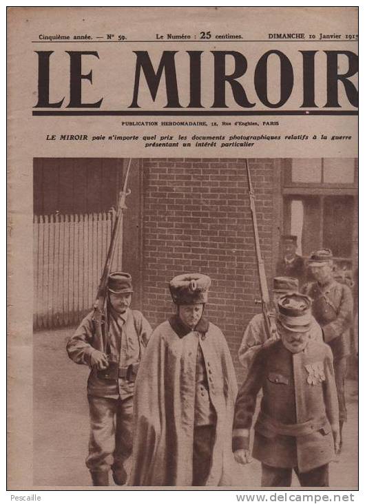 59 LE MIROIR 10 JANVIER 1915 - HUSSARD PRISONNIER - CHALONS - CUXHAVEN - POSEN - HOLLANDE - TAHITIENS ... - Informations Générales