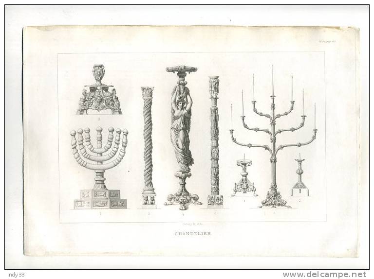 - CHANDELIERS . GRAVURE SUR ACIER DU XIXe S. - Estampes & Gravures