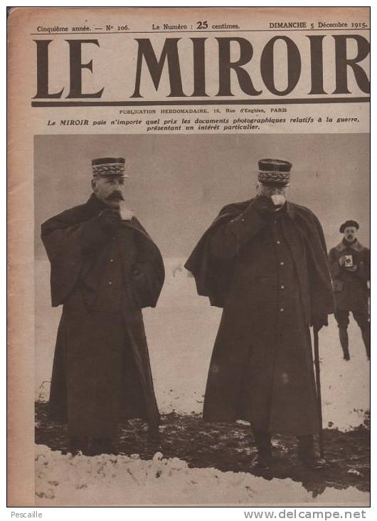 106 LE MIROIR 5 DECEMBRE 1915 - PONT A MOUSSON - SERBIE - JOFFRE - FORAIN - CARPENTIER - STROUMITZA - Informations Générales