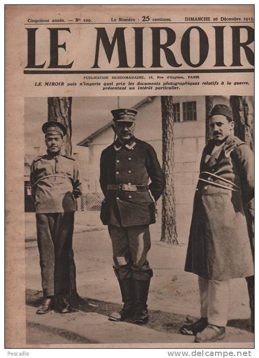 109 LE MIROIR 26 DECEMBRE 1915 - SALONIQUE - DOIRAN GUEVGUELI - CHASSE AU RAT - HARFLEUR - FORD - Informations Générales