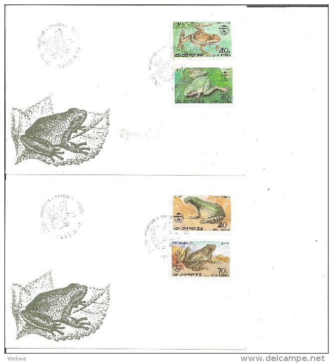 KO-N003 / KOREA - Frösche Auf Marken Und Im Stempel 3 Schmuck-Couverts - Korea (Nord-)