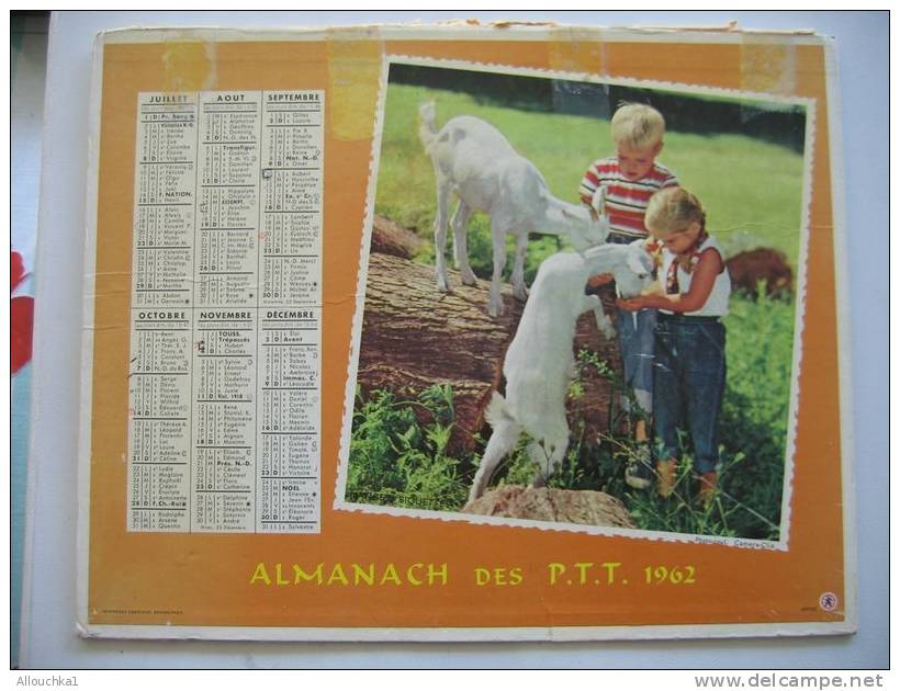 ALMANACH DES POSTES &TELEGRAPHES 1962 BIQUETTES ETAT  MOYEN VOIR SCANN PAS FACILE A TROUVER COMPLET - Tamaño Grande : 1961-70