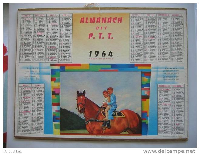 ALMANACH DES POSTES &TELEGRAPHES 1964 FIERS TOUS LES 3 CHEVAL ETAT  VOIR SCANN PAS FACILE A TROUVER COMPLET - Grossformat : 1961-70