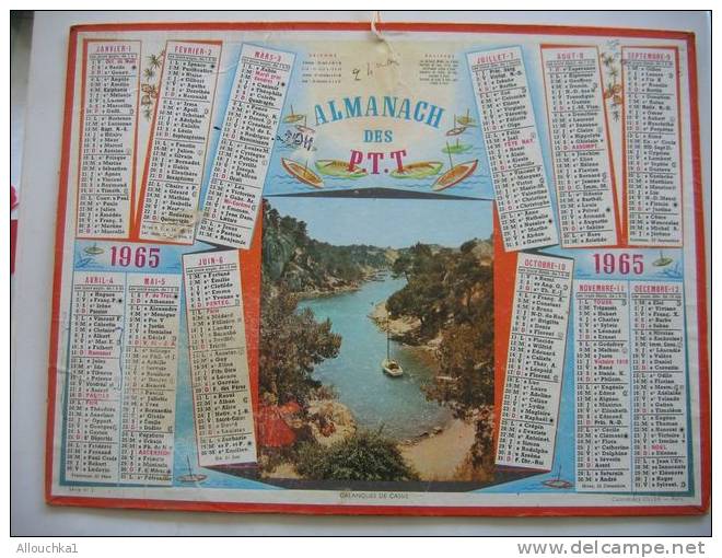 ALMANACH DES POSTES &TELEGRAPHES 1965 CALANQUES DE CASSIS 13  ETAT  VOIR SCANN PAS FACILE A TROUVER COMPLET - Tamaño Grande : 1961-70