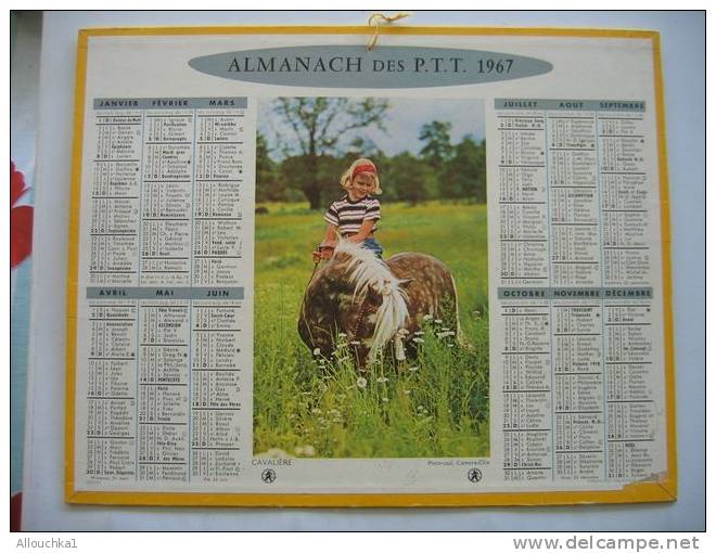 ALMANACH DES POSTES & TELEGRAPHES 1967 CHEVAL CAVALIERE   ETAT  VOIR SCANN PAS FACILE A TROUVER COMPLET - Big : 1961-70