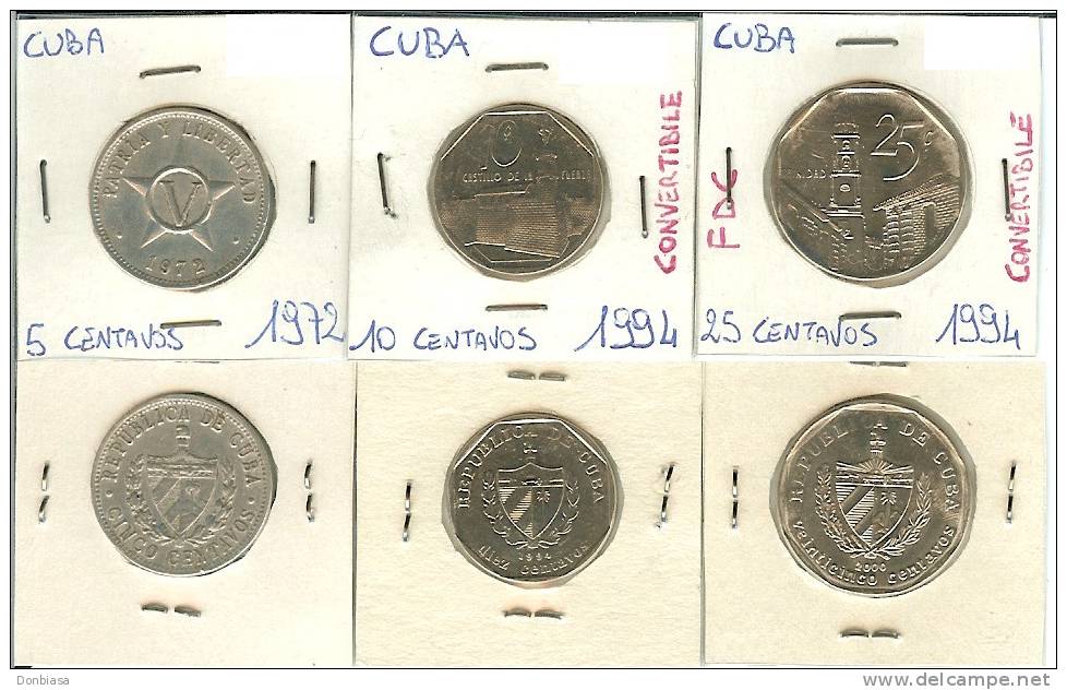 Cuba: Lotto 3 Monete Differenti - Kuba