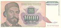 YOUGOSLAVIE   1 000 Dinara Daté De 1994   Pick 140a   *****BILLET  NEUF***** - Yougoslavie