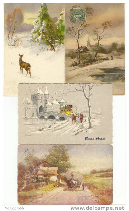 Lot N° 4 De 12 Vieilles Cartes Postales De Paysage Hivernal - 5 - 99 Cartes