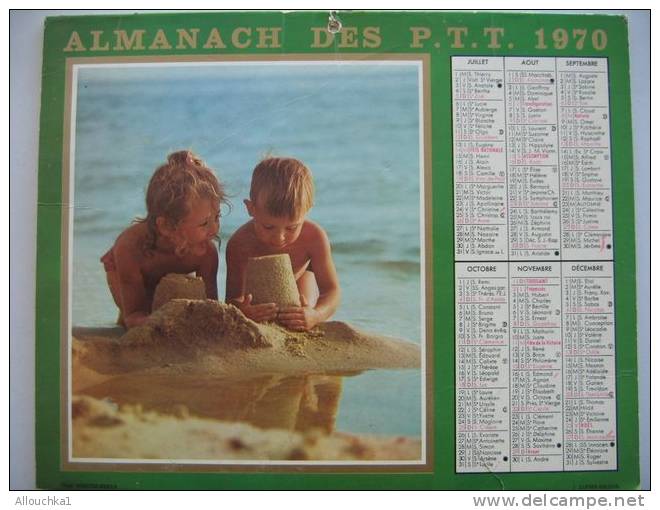 CALENDRIERS ALMANACH DES P.T.T. DOUBLES PHOTOS /COMPLET ETAT VOIR SCANN /1970  MER PLAGE CAMPAGNE LAPINEAU - Big : 1961-70