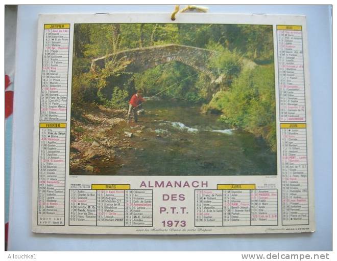 CALENDRIERS ALMANACH DES P.T.T. DOUBLES PHOTOS /COMPLET ETAT VOIR SCANN /1973  CHASSE ET PECHE - Grossformat : 1971-80