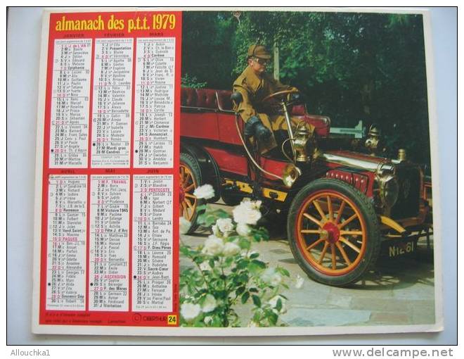 CALENDRIER ALMANACH DES P.T.T. DOUBLES PHOTOS  DE 1979  VIELLES VOITURES VIEUX TACOT /LAMARTINE /A. DE VIGNY - Big : 1971-80