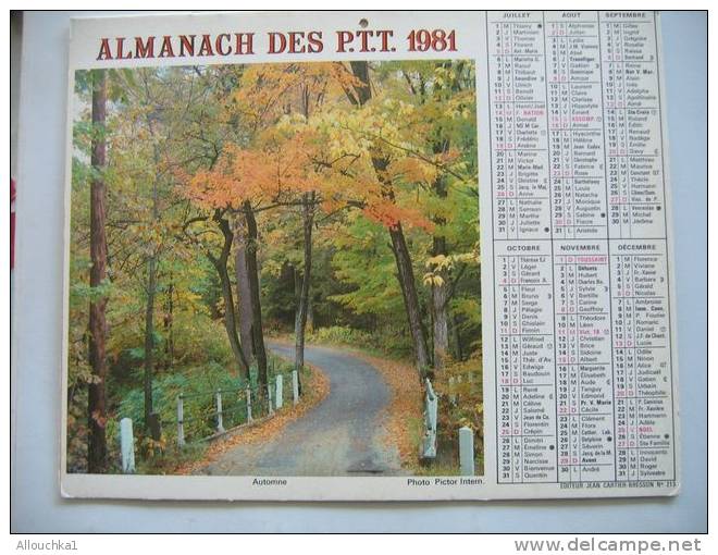 CALENDRIER ALMANACH DES P.T.T. DOUBLES PHOTOS  DE 1981 AUTOMNE/PRINTEMPS - Big : 1981-90