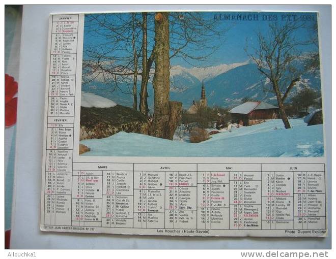 CALENDRIER ALMANACH DES P.T.T. DOUBLES PHOTOS  DE 1981 LES HOUCHES HAUTE SAVOIE  74 LE GRAND QUEYRAS  HAUTES ALPES 05 - Tamaño Grande : 1981-90