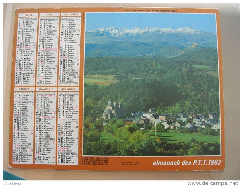 CALENDRIER ALMANACH DES  P.T.T. 1982 SAINT NECTAIRE  CHAUMIERE NORMANDE - Grossformat : 1981-90