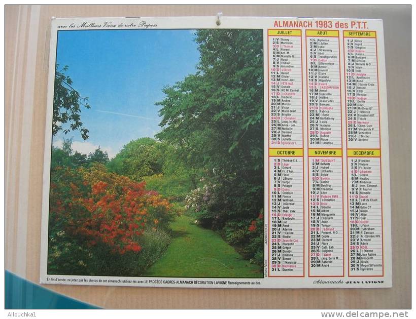CALENDRIER ALMANACH DES  P.T.T. 1983  FLEURS LISIERE - Grand Format : 1981-90