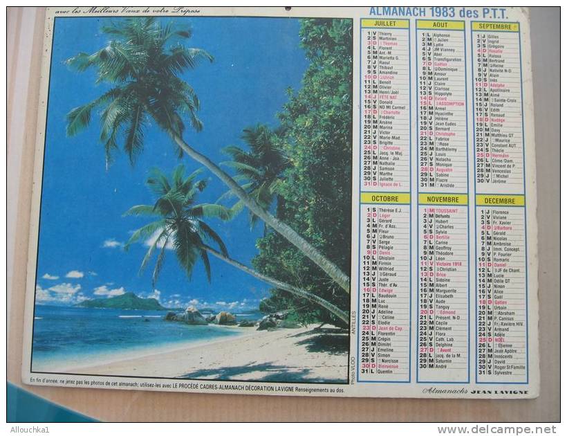 CALENDRIER ALMANACH DES  P.T.T. 1983  SAINTE MARINE FINISTERE 29   ANTILLES - Grand Format : 1981-90