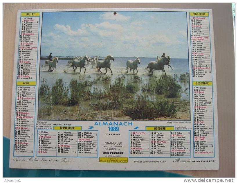 CALENDRIER ALMANACH DES  P.T.T. 1989   CAMARGUE VILLAGE DE PROVENCE - Formato Grande : 1981-90